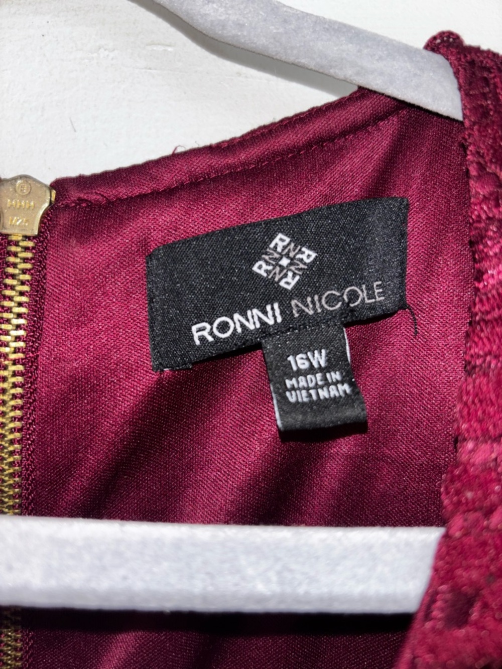 Ronni Nicole Deep Burgundy Dress Top with Gold Zipper